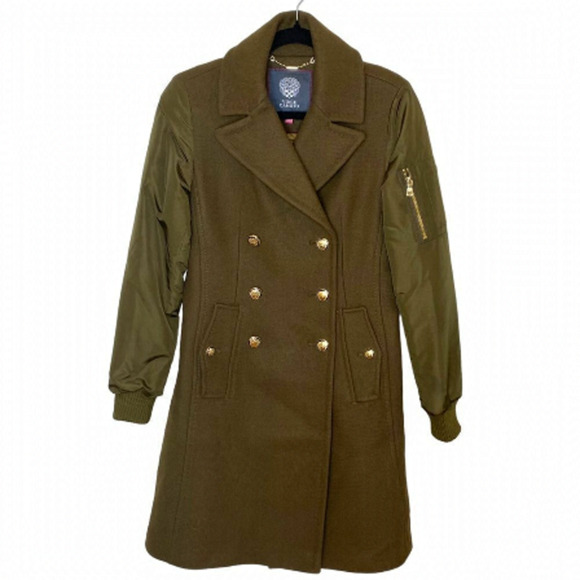vince Camuto Double Breasted Wool Military Style Peacoat - Picture 1 of 14